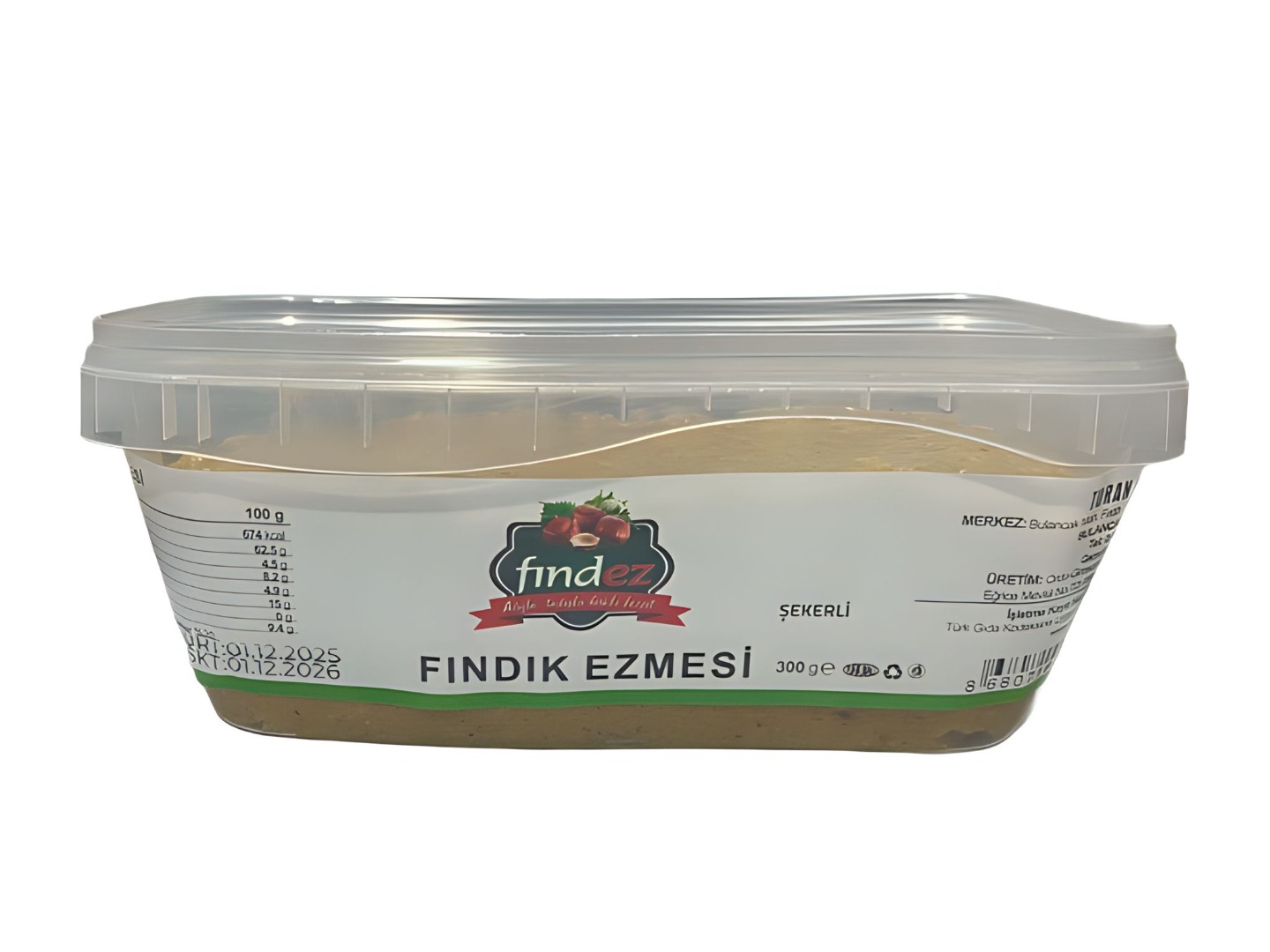 300 GR ŞEKERLİ FINDIK EZMESİ  PLASTIK AMBALAJ